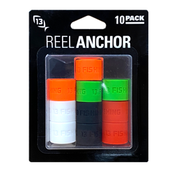 13 Fishing Assorted Multi Color Reel Anchor Wraps - 10 Wrap Bands per Pack (2 Of Each Color)
