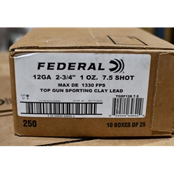 Federal TOP GUN SPORTING 12GA 2.75" 1OZ #7.5 1330FPS BY THE CASE